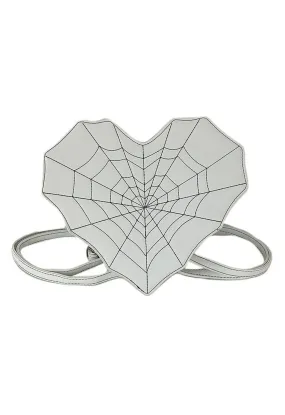 Sac à dos coeur imprimé toile d'araignée en argent