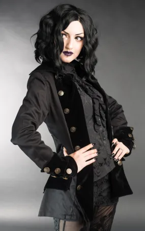 Veste gothique noire de style pirate officier pour femme